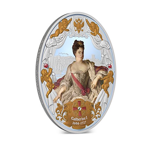 2014 Niué-Rus İmparatorları-Catherine I-Seçici Yaldız-2 oz - Gümüş Sikke-5 $Dolaşımsız