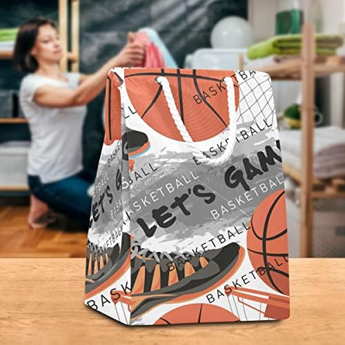 DOMIKING Büyük çamaşır sepeti Kolları ile Basketbol Spor Yaratıcı Grunge Tasarım saklama kutusu Katlanabilir kıyafet