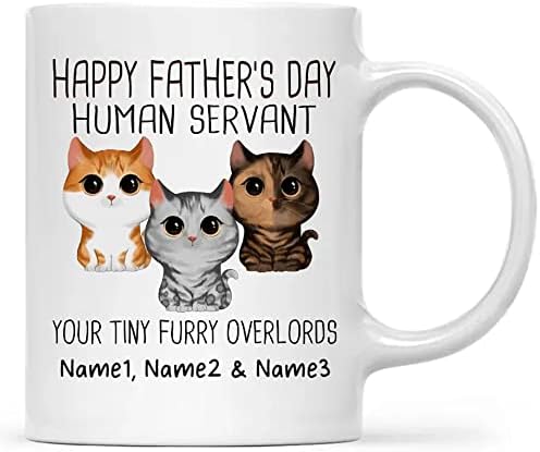 Kedi Baba için Kişiselleştirilmiş Mutlu Babalar Günü Kupası Mutlu Babalar Günü İnsan Hizmetkarı Minik Tüylü Derebeyi