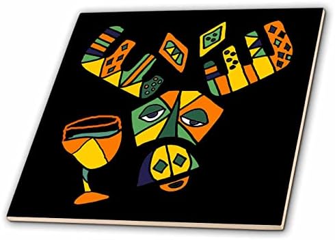 3dRose Serin komik Geyik İçme Şarap Soyut Kübizm Picasso Tarzı Sanat-Fayans (ct-371311-3)