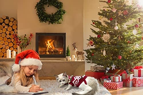 CooShou 2 Adet Noel Köpek Kazak Kostüm Kedi Triko Köpek Noel Giysileri Mavi Noel Kırmızı Kazak Elmas Ekose Desenli