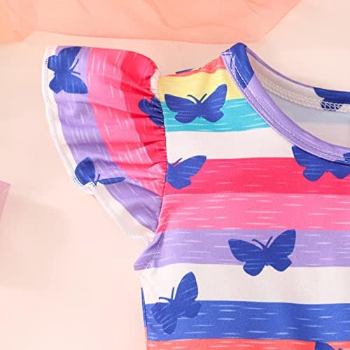 KAGAYD Bebek Kız Parti Elbise Toddler Kız Fly Kol Karikatür Kelebek Şerit Baskılar Yaz Plaj Sundress Parti Elbiseler