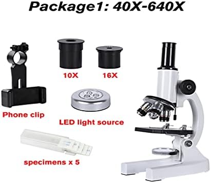 DLOETT 640X 1280X 2000X Biyolojik Mikroskop Monoküler Öğrenci Eğitim led ışık telefon tutucu Elektronik Mercek (Renk: