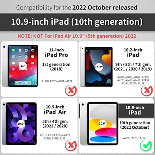 EasyAcc iPad kılıfı 10th Nesil 2022 10.9 İnç, İnce Sert Arka 10th Gen Kapak iPad Koruyucu Akıllı Standı iPad kılıfı