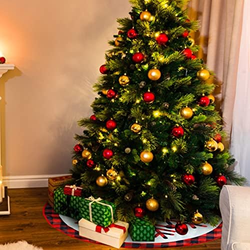Noel Ağacı Etekler, 35 inç Kırmızı ve Siyah Buffalo Ekose Noel Ağacı Etek, Tatil Yeni Yıl Partisi Süslemeleri için