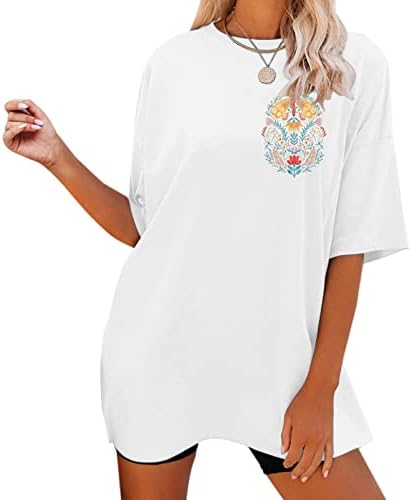 Kadınlar için büyük boy Üstleri, Komik Mektup Grafik Baskı O Boyun Kısa Kollu Rahat Üst Bayan Temel T Shirt