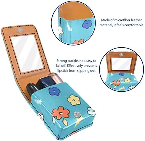 ORYUEKAN Ruj Kılıfı Ayna ile Sevimli Taşınabilir Makyaj Çantası kozmetik torbası, Karikatür Çiçek Güzel Çiçek Bahar