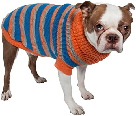 Pet Life ® Çizgili Evcil Hayvan Süveteri-Kaplumbağa Boyunlu Tasarımcı Ağır Kablo Örme Köpek Süveteri-Sıcak Tutmak