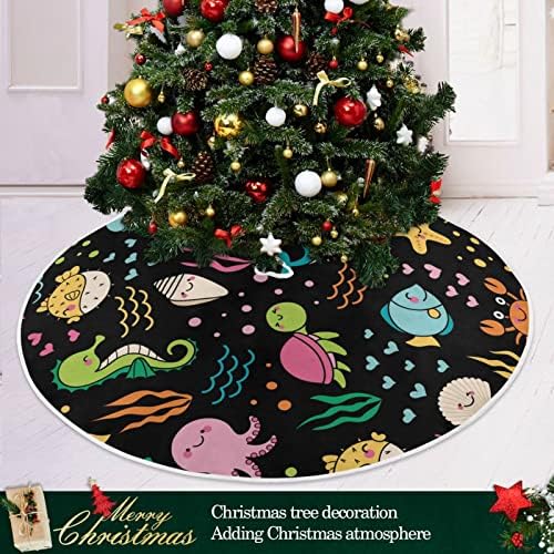 Oarencol Hayvanlar Balık Denizyıldızı Kaplumbağa Noel Ağacı Etek Balina Denizatı Denizanası Kalp Nokta Siyah 36 inç