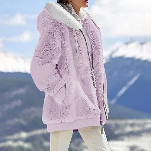 Kadınlar için kış Giysileri 2022 Moda Artı Boyutu Sıcak Polar Astarlı Mont Rahat Büyük Boy Rahat Sherpa Ceket Hoodies
