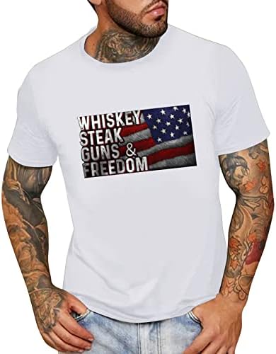 XXBR Vatansever erkek t-shirtü Rahat Gevşek Kısa Kollu Kas Gömlek 4th Temmuz Tee Gömlek Amerikan Bayrağı Baskı Üstleri