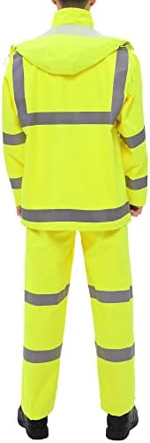 ıCreek Yüksek Görünürlük Yağmur Takım Elbise Erkekler ve Kadınlar için Yansıtıcı Mont Güvenlik Ceket ve Pantolon Takım