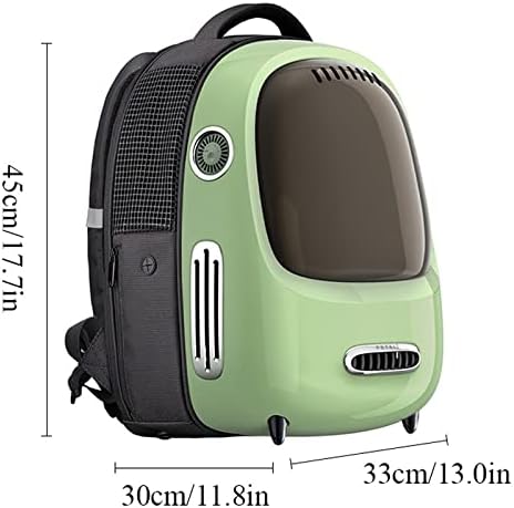 WSSBK evcil hayvan taşıyıcı Sırt Çantası Dahili Fan Aydınlatma Açık Seyahat Taşıma Çantaları Nefes Çanta (Renk: Yeşil)