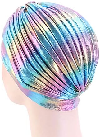 CCCHO Glitter Lazer Çiçek Türban Renkli Bere Kap Sıkı Saç Wrap Kadınlar için