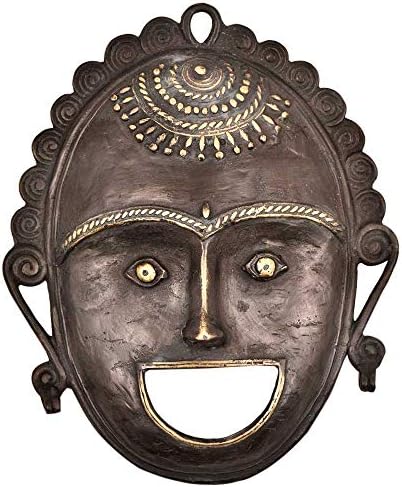 Hint Raf 1 Adet Vocalforlocal El Yapımı Antika Pirinç Tribal Yüz Maskesi İfadeler ve Gülümseme Duvar Kanca Askıları