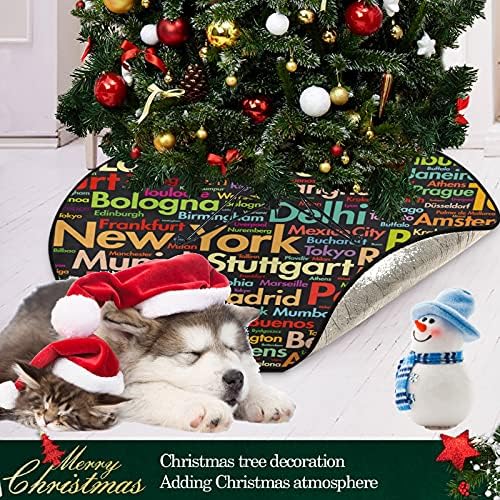 vısesunny Noel Ağacı Mat Amerikan Şehir Mektup Baskı Ağacı Standı Mat Zemin Koruyucu Emici Ağacı Standı Tepsi Mat
