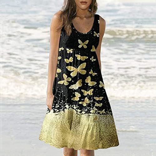 FQZWONG Midi Elbiseler Kadınlar için Yaz Rahat Plaj Tatil Dökümlü Güneş Elbiseler Moda Bayanlar Parti Dışarı Çıkmak