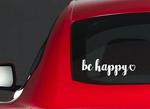 Mutlu ol Çıkartması vinil yapışkan Oto Araba Kamyon Duvar Dizüstü | Beyaz| 7 x 2