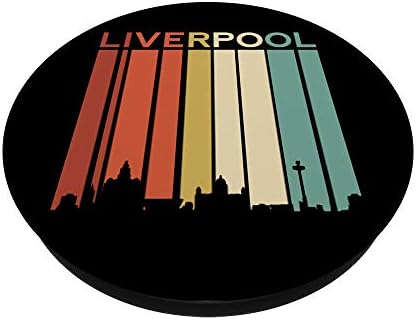 Liverpool İngiltere Londra Retro Şehir Silüeti Mimarisi PopSockets Değiştirilebilir PopGrip