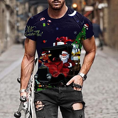 ZDDO Noel erkek Tasarımcı Kısa Kollu T-Shirt, sokak 3D Komik Noel Noel Baba Grafik Tee Yenilik Parti T Tops
