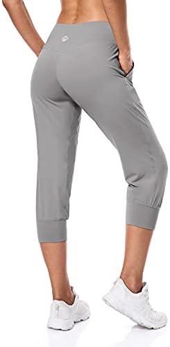 M MOTEEPİ Yüksek Belli Capri Joggers Pantolon Kadınlar için Atletik Kırpılmış Yoga Koşu cepli pantolon