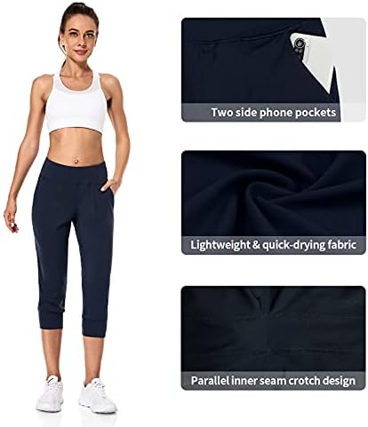 M MOTEEPİ Yüksek Belli Capri Joggers Pantolon Kadınlar için Atletik Kırpılmış Yoga Koşu cepli pantolon