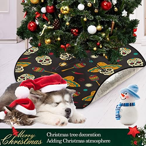 visesunny Noel Ağacı Mat Dikişsiz ile Şeker Kafatası Ağacı Standı Mat Zemin Koruyucu Emici Ağacı Standı Tepsi Mat