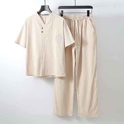 yok erkek Giyim Büyük Boy Eşofman Yaz Takım Elbise Keten tişört Erkek Set Tarzı Artı İki Parçalı (Renk: A, Boyut :
