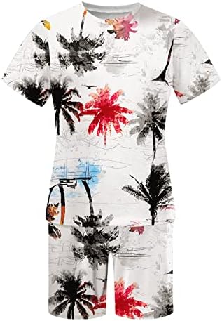 Erkekler Yaz Kıyafeti Plaj Kısa Kollu Baskılı Gömlek Kısa Takım Elbise Gömlek Pantolon Takım Elbise kapaklı Tüm Takım