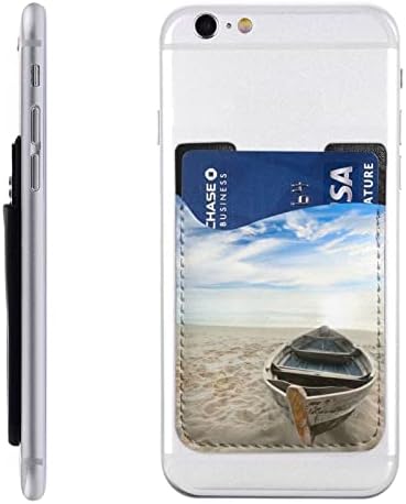 Tekne Plaj Gündoğumu Zaman telefon kılıfı kart tutucu, PU Deri Kendinden Yapışkanlı KIMLIK kredi kartı kılıfı için
