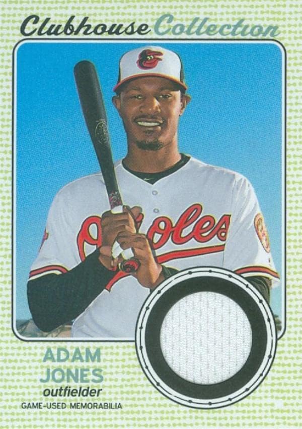 Adam Jones oyuncu yıpranmış jersey yama beyzbol kartı (Baltimore Orioles) 2017 Topps Clubhouse Koleksiyonu CCRAJ-MLB